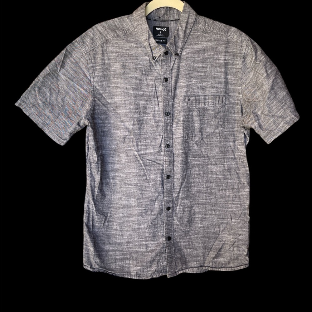 Hurley Men's Grey Button Down Shirt Size Large